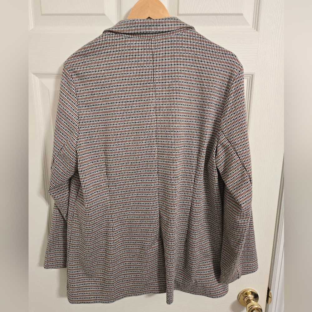 Nine West Women's Cream And Brown Houndstooth Polyester Blazer Size XL - Picture 3 of 8